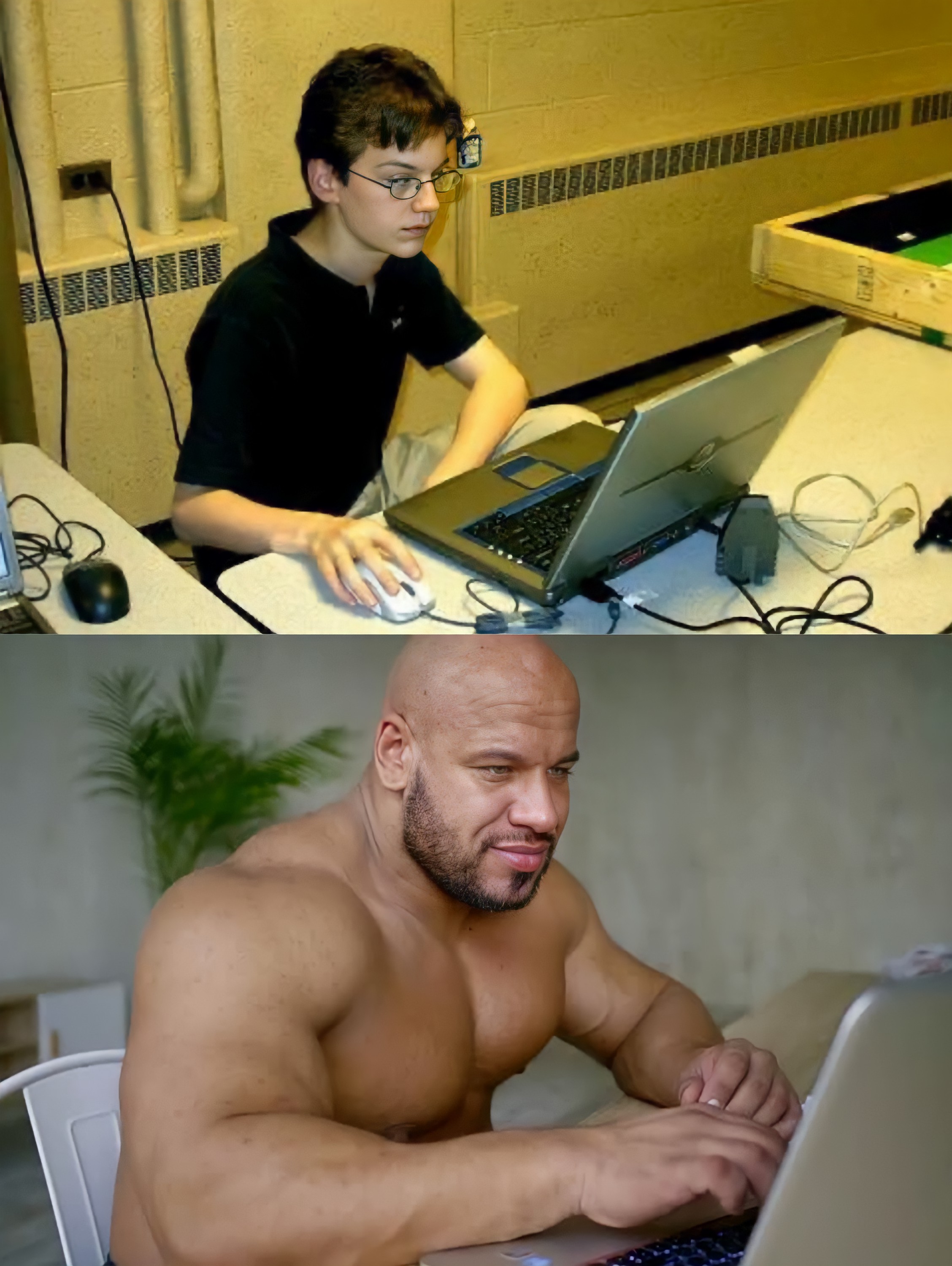 Geek vs. Muscle meme template blank - image format