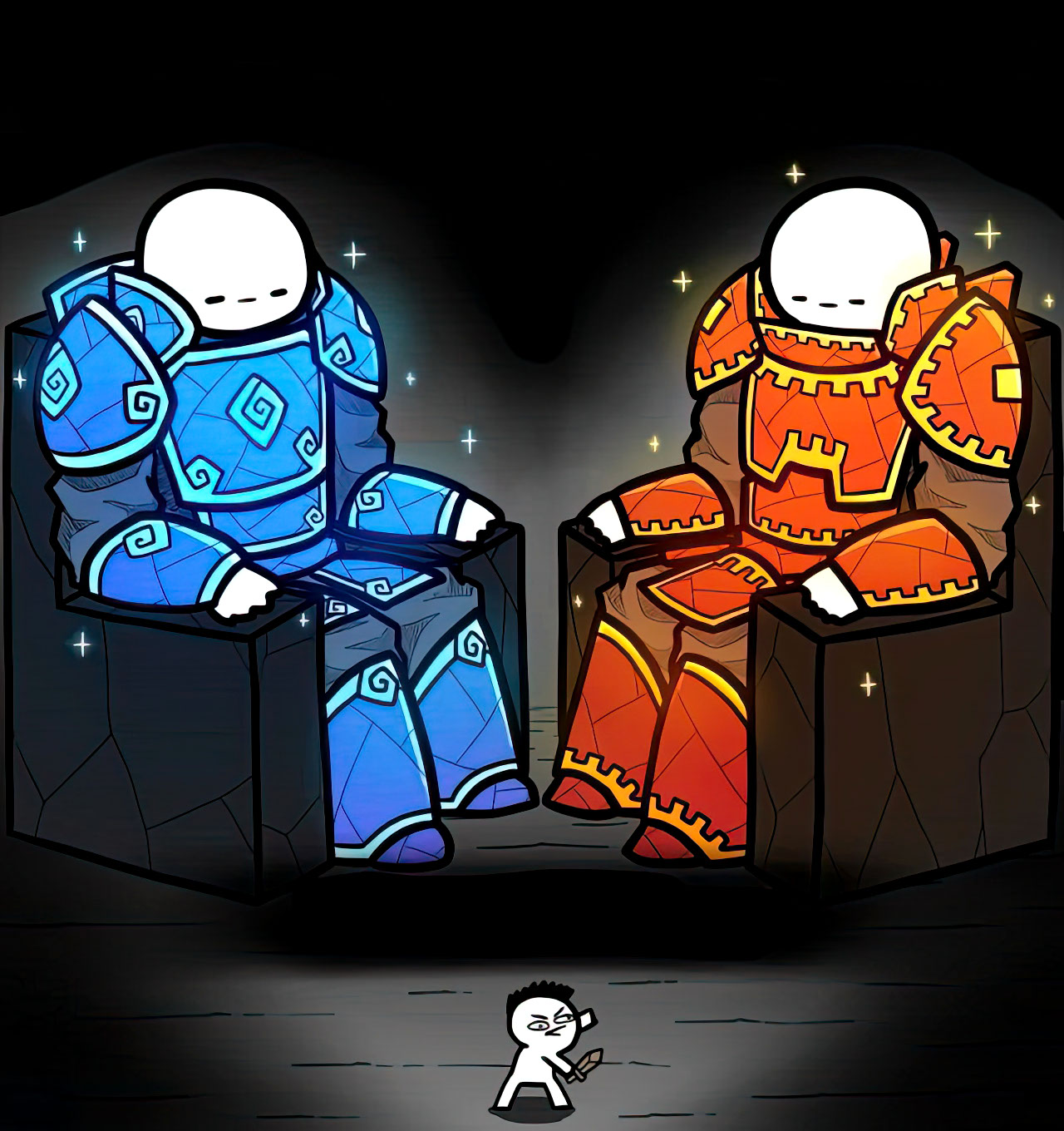 Giants Looking Down on a Peasant meme template blank - image format