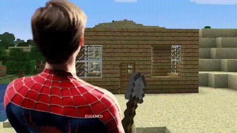 Spider-Man saving Minecraft wolf meme template blank