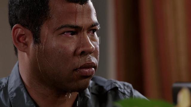 Jordan Peele sweating meme template blank