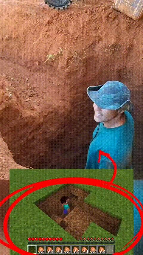 Minecraft vs real life digging comparison meme template blank