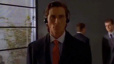 American Psycho walk scene / Patrick Bateman Walking meme template blank