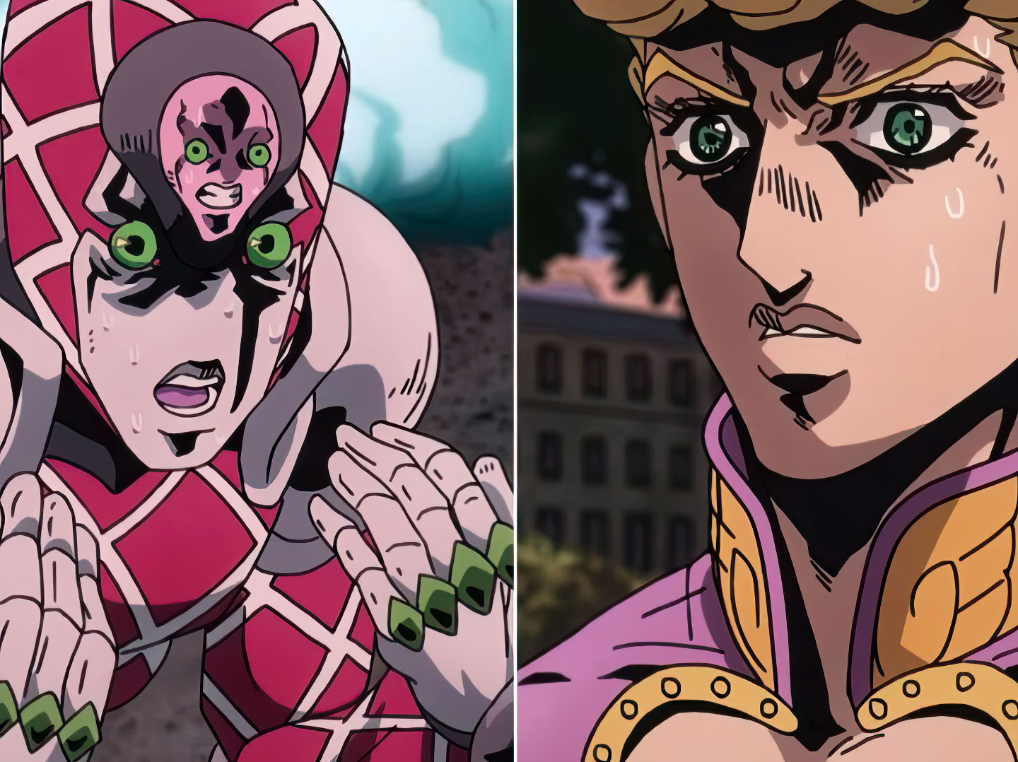Giorno vs. King Crimson meme template blank - image format