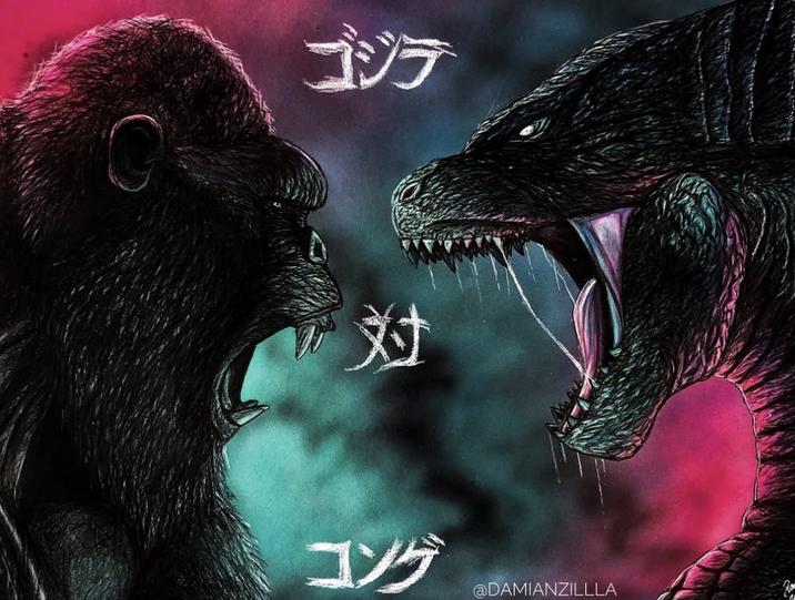 Godzilla vs. Kong Staredown meme template blank - image format