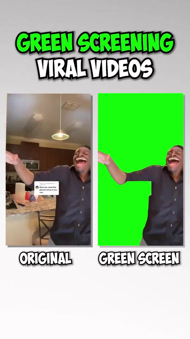 Green Screen VS Original meme template blank