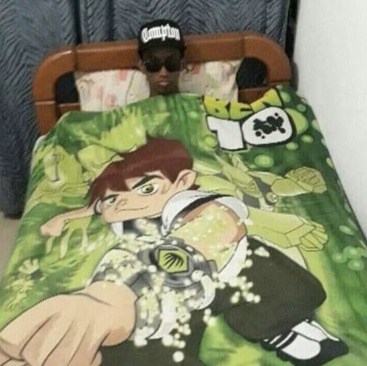 Guy In Ben 10 Bed Sheet meme template blank - image format