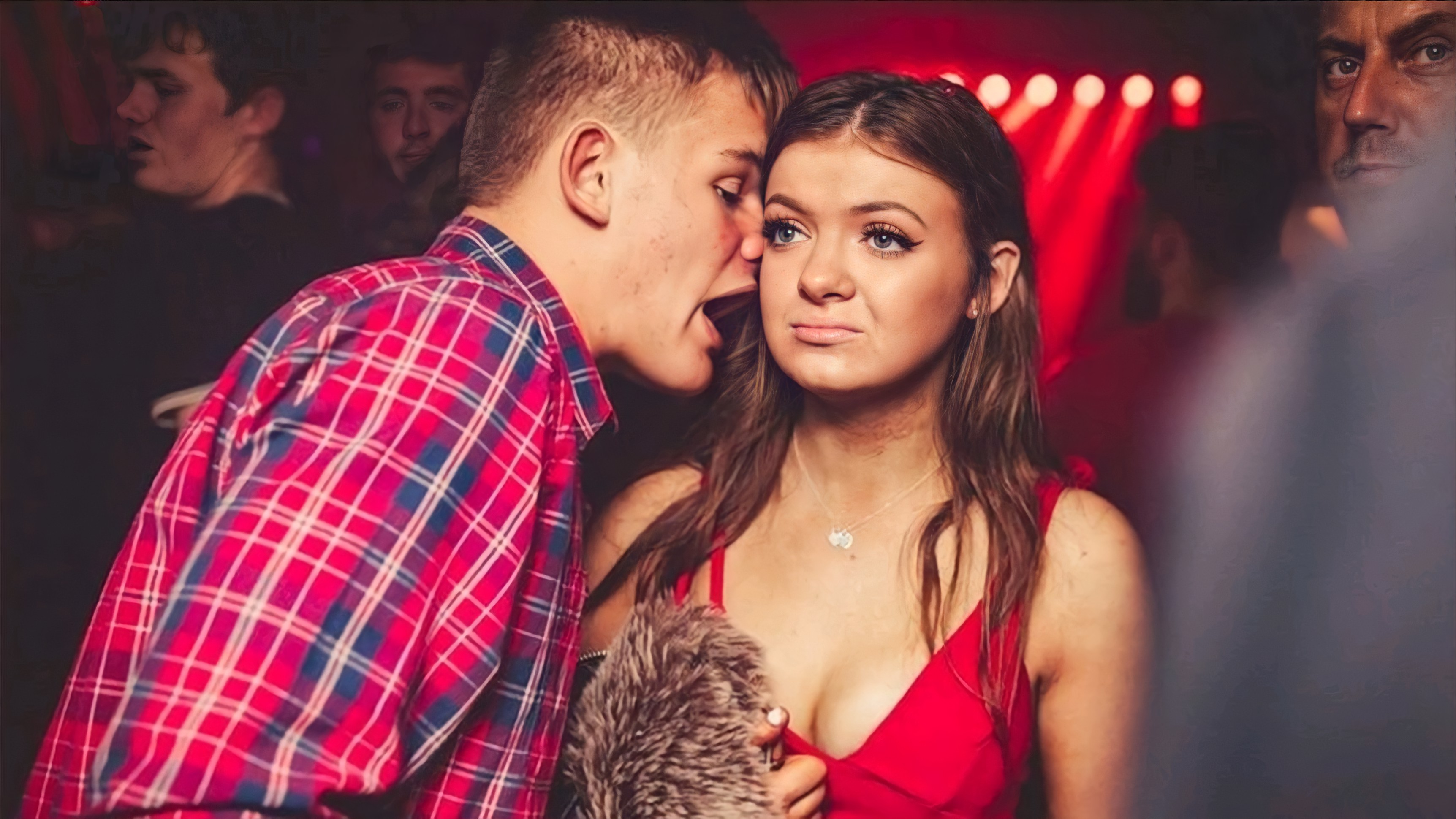 Guy Screaming in Girl's Ear meme template blank - image format