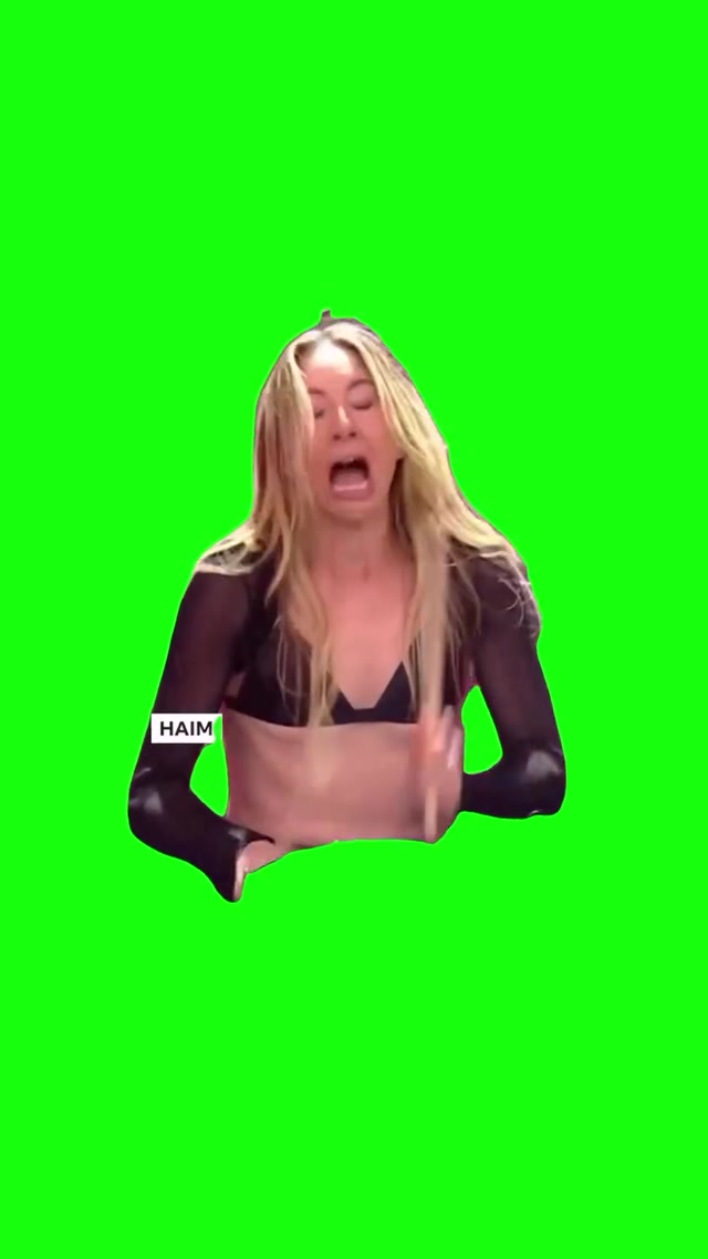 HAIM Drummer Open Mouth meme template blank