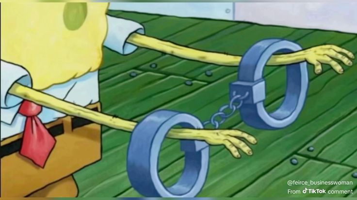 Handcuffed SpongeBob meme template blank