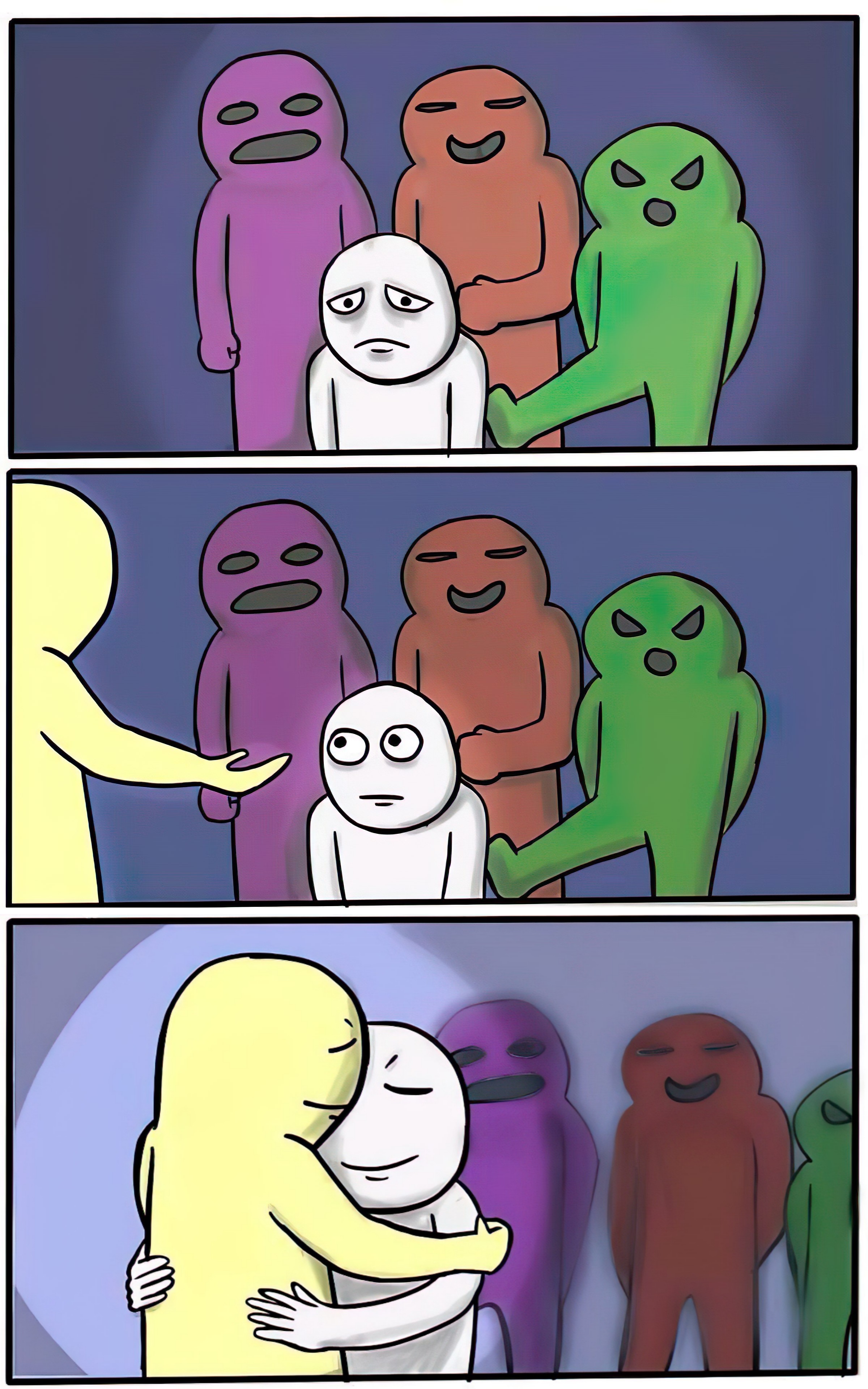 Helping Hand Hug meme template blank - image format