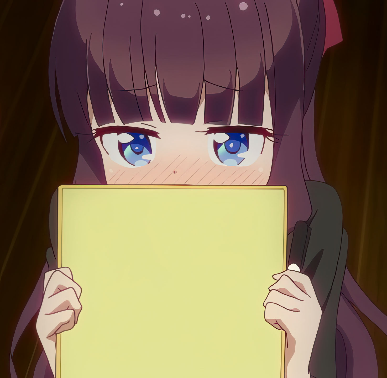 Hifumi Holds a Sign meme template blank