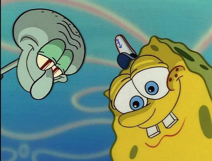 High SpongeBob and Squidward meme template blank