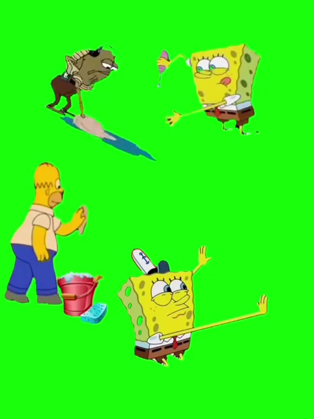 Homer and Spongebob Cleaning Meme Template meme template blank