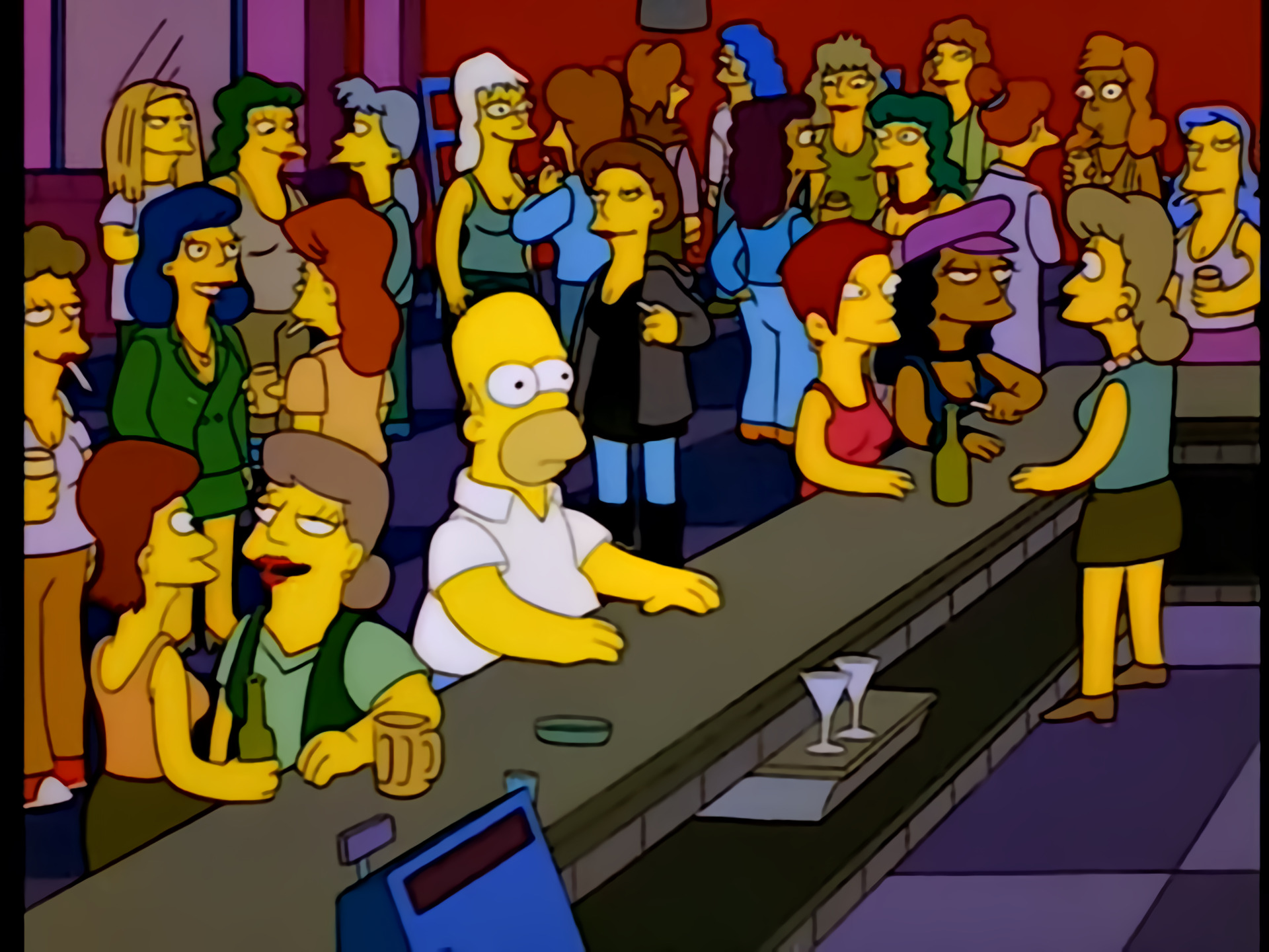 Homer in a Lesbian Bar meme template blank - image format