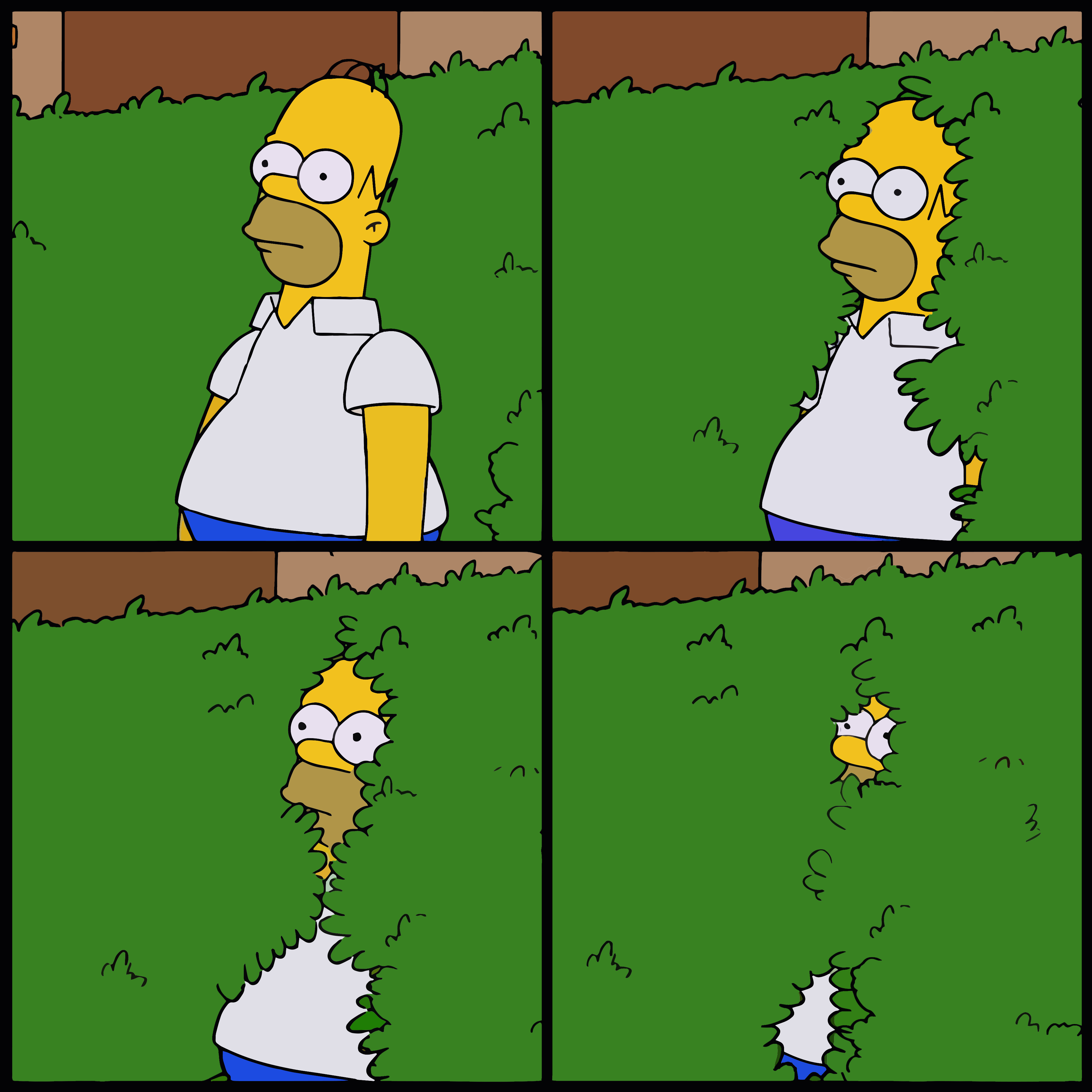Homer Simpson Backing Into Bushes meme template blank - image format