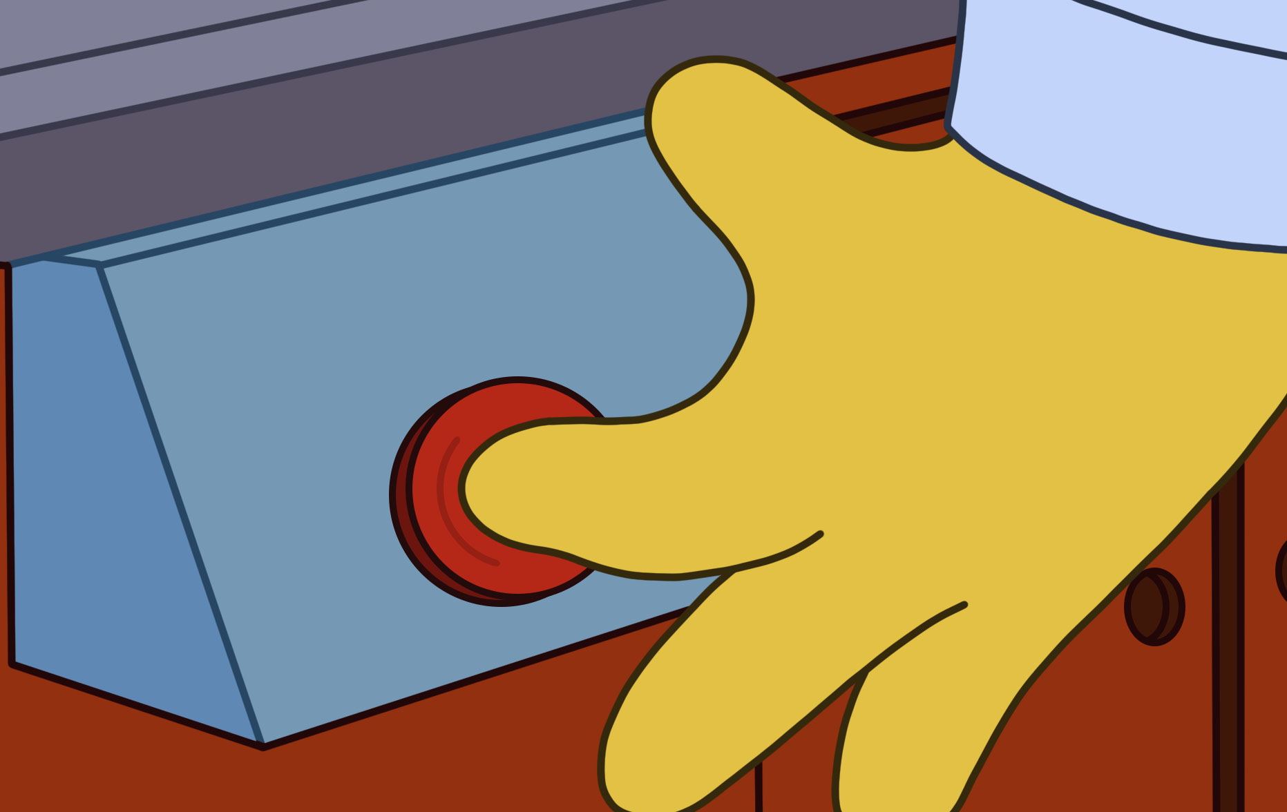 Homer Simpson Pressing Red Button meme template blank - image format