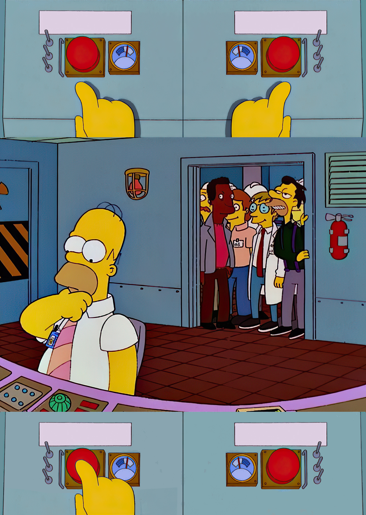 Homer Simpson's Nuclear Button Choice meme template blank - image format