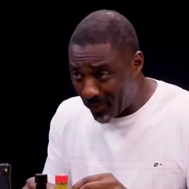 Idris Elba Choking on Hot Wings meme template blank