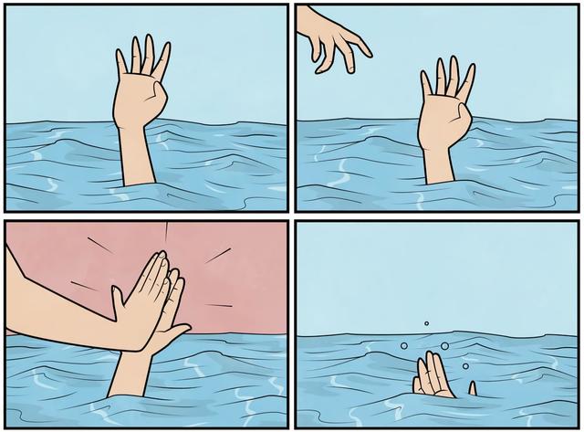 Drowning High Five meme template blank