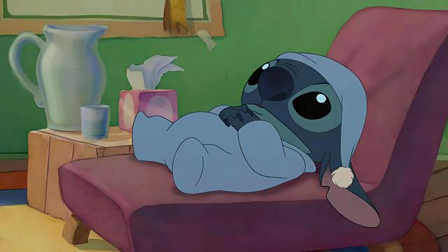 Sad Stitch Lying Down meme template blank