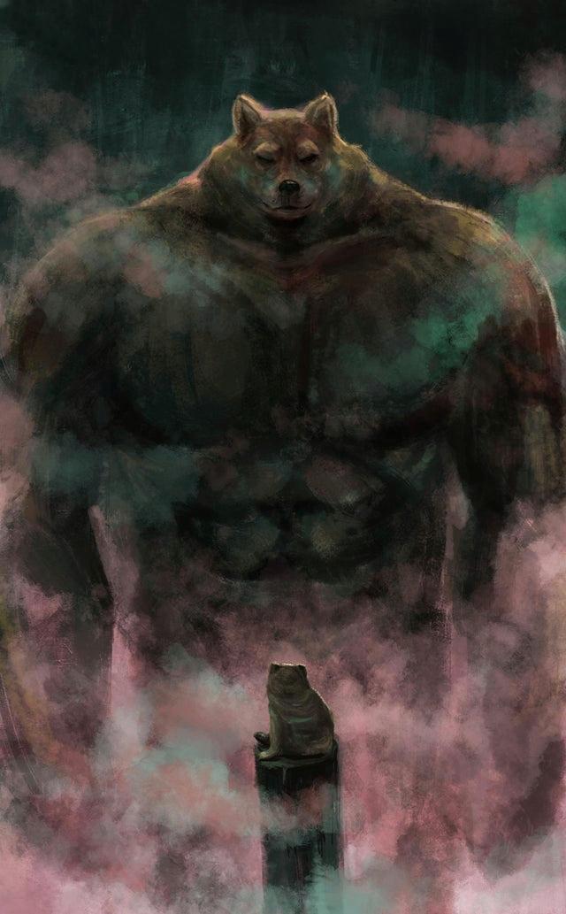 Swole Doge meme template blank