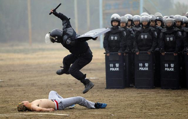 Jumping Police Officer meme template blank