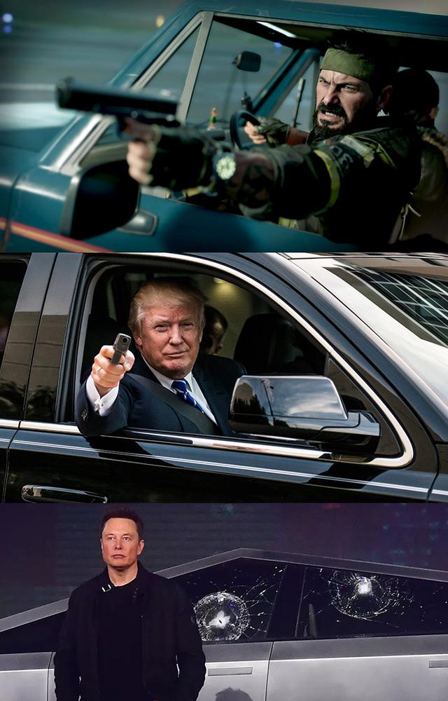Guns Pointed at Elon meme template blank