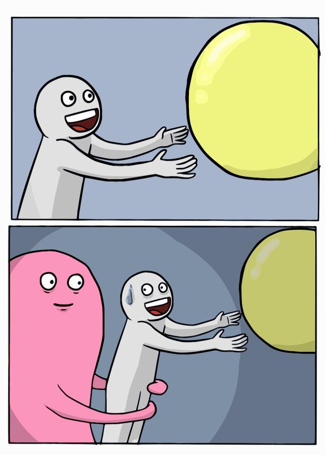 Running Away Balloon meme template blank