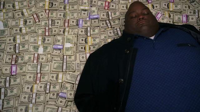 Huell Sleeping on Money meme template blank