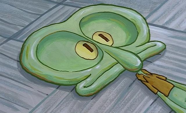 Squished Squidward meme template blank