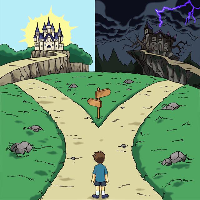 Dramatic Crossroads meme template blank