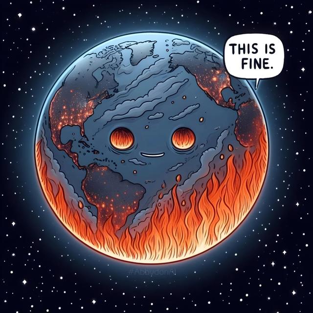 This is Fine burning Earth meme template blank