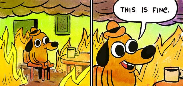 This Is Fine meme template blank