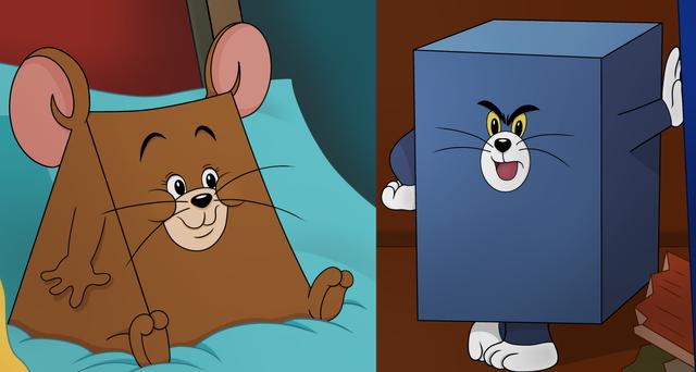 Geometry Tom and Triangle Jerry meme template blank
