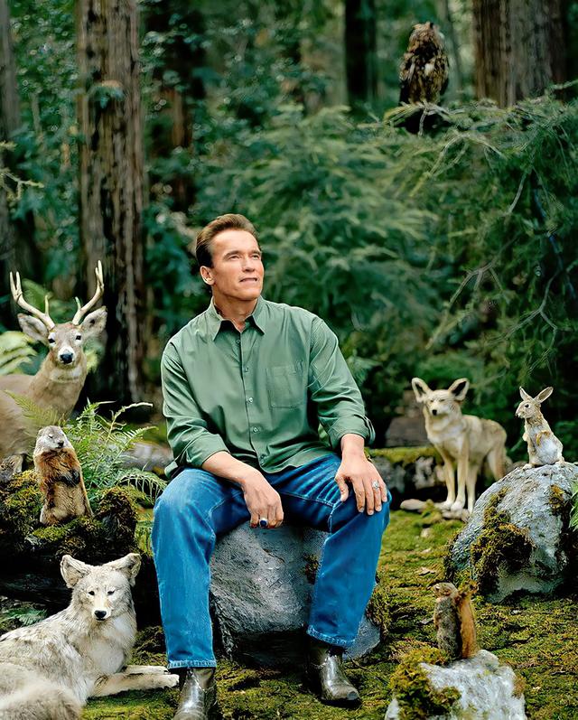 Arnold Schwarzenegger with Forest Animals meme template blank