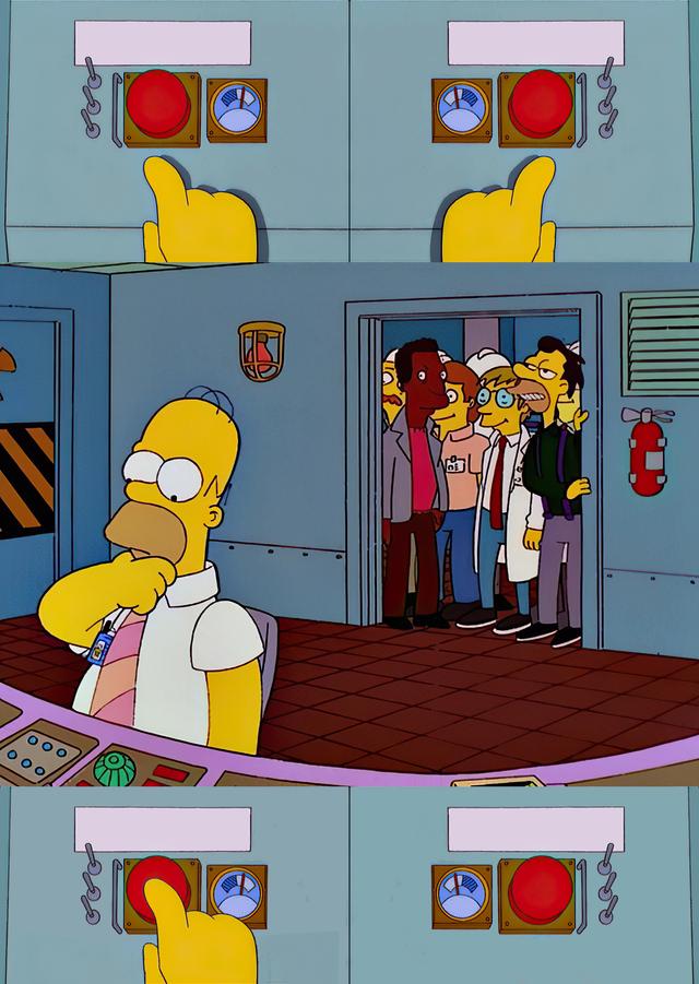 Homer Simpson's Nuclear Button Choice meme template blank