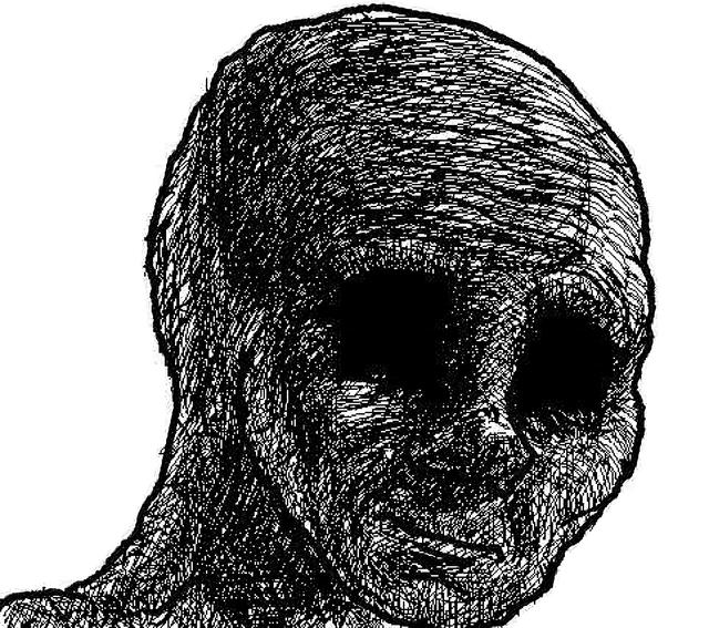 Withered Wojak meme template blank