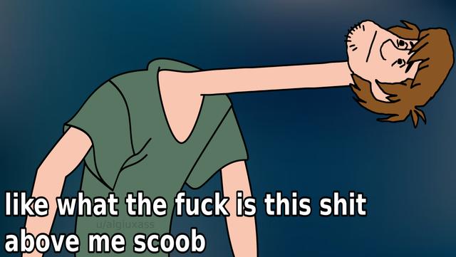 Above Me Scoob meme template blank