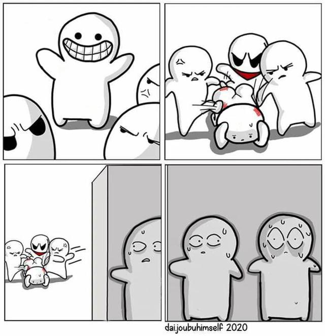 Smiling Guy vs. The Mob meme template blank