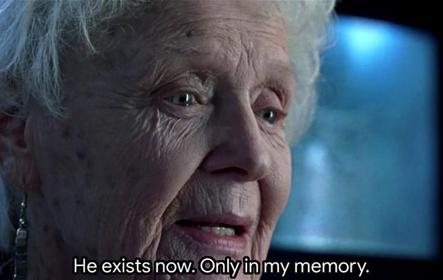 He Exists Now. Only in My Memory meme template blank