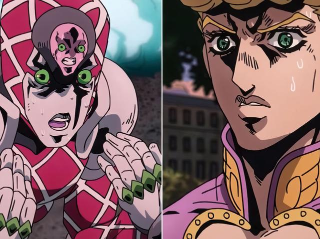 Giorno vs. King Crimson meme template blank