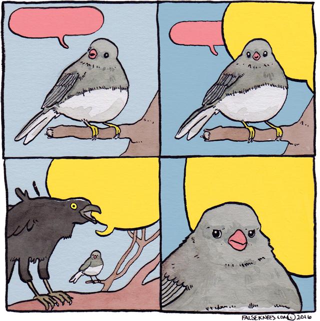 Crow Interrupting Starling meme template blank