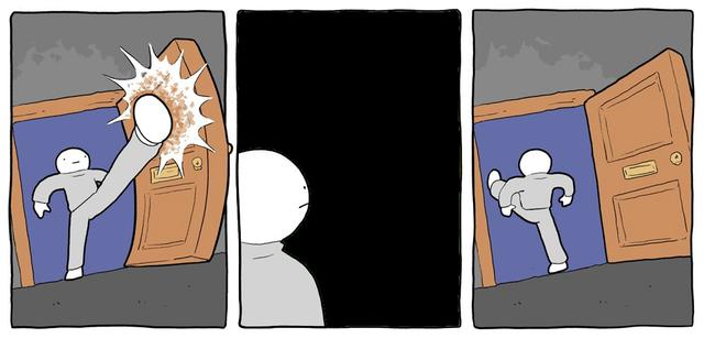 Kick the Door meme template blank