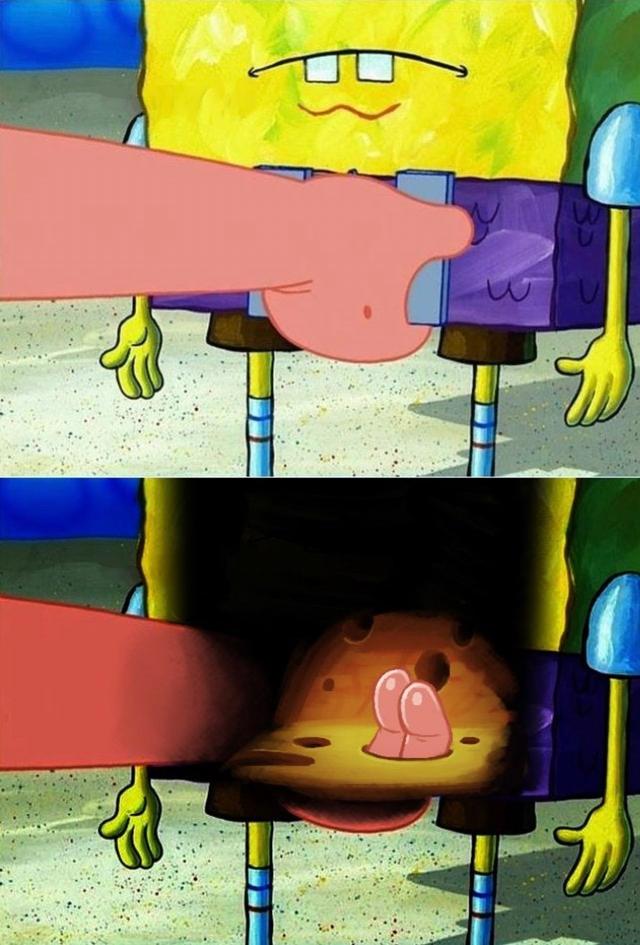 Patrick Fingers SpongeBob meme template blank
