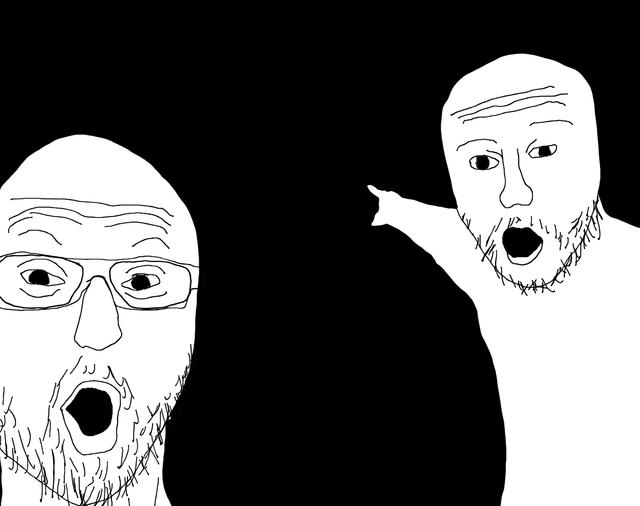 Two Soyjaks Pointing blank meme template blank