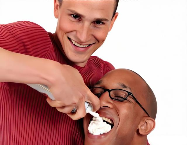 Man Feeding Whipped Cream meme template blank