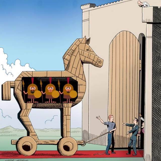 The Trojan Horse meme template blank