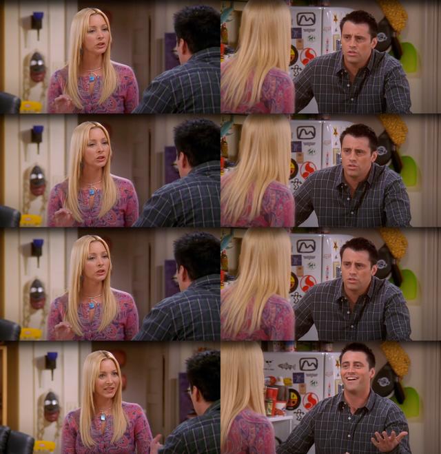 Phoebe Teaching Joey meme template blank