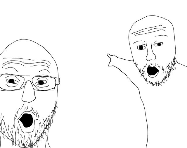 Two Soyjaks Pointing meme template blank