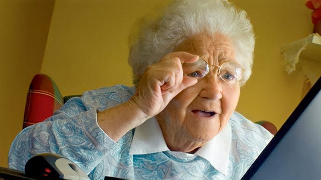 Grandma at the Computer meme template blank